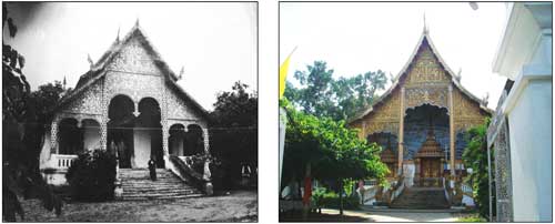 Photos of old and new wat