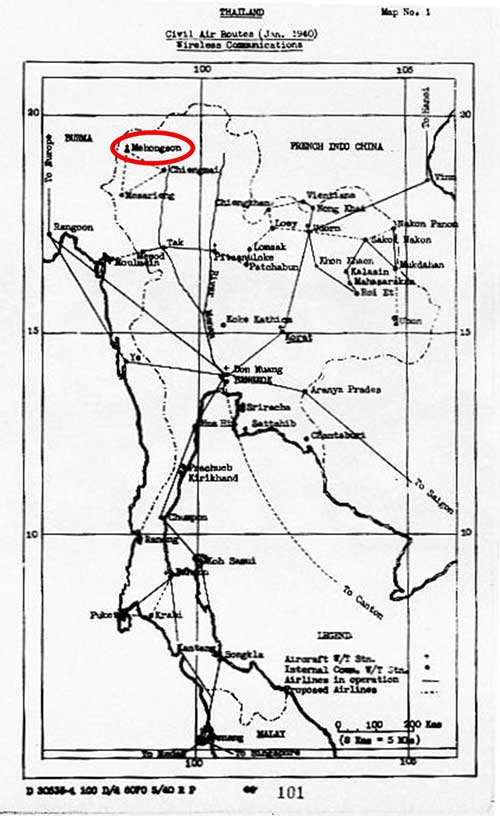 May 1940 Thai Air Routes map