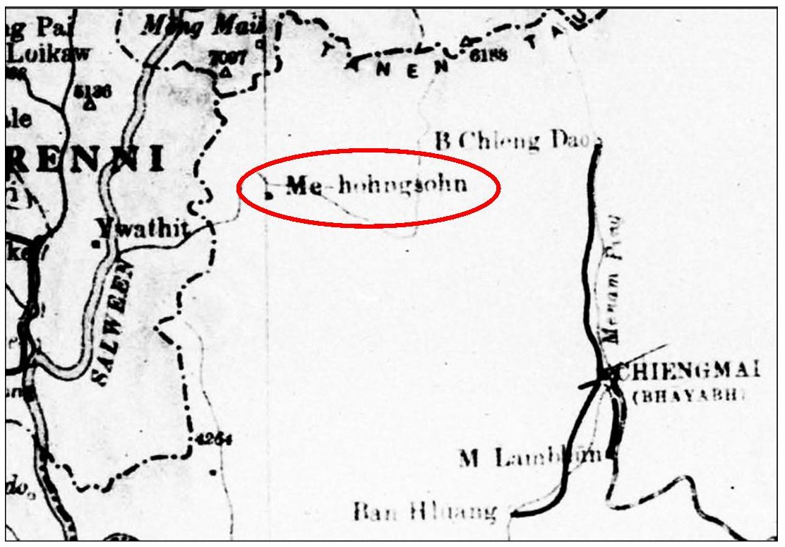 1943 map showing Mae Hong Son