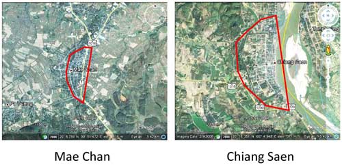Comparison of shapes of Mae Chan and Chiang Saen