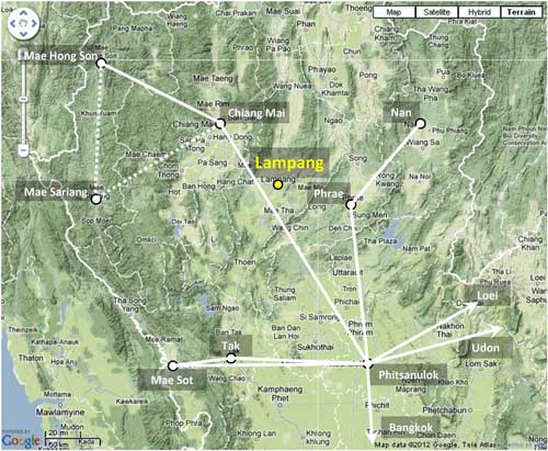Lampang location map