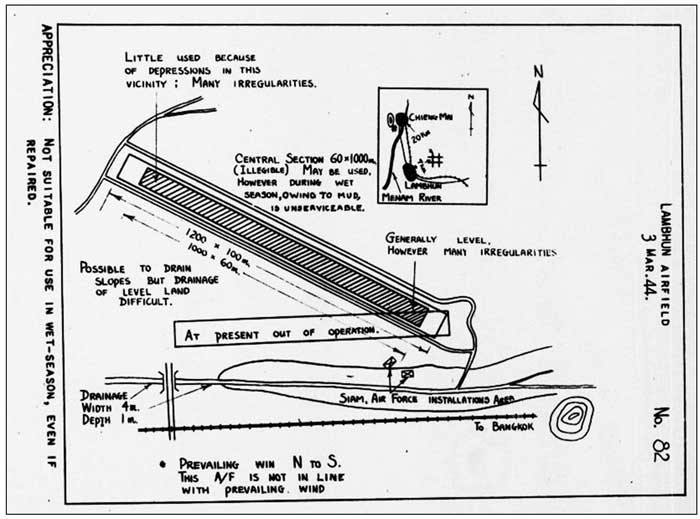 Schematic of Lamphun airstrip March 1944
