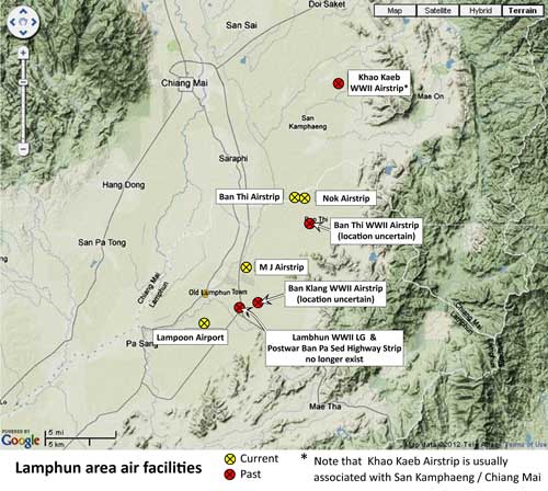 Summary map of air facilities around Lamphun