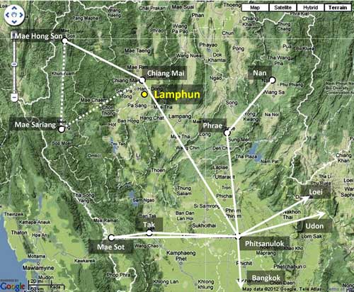Lamphun location map