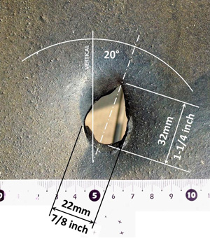Hole A dimensioned